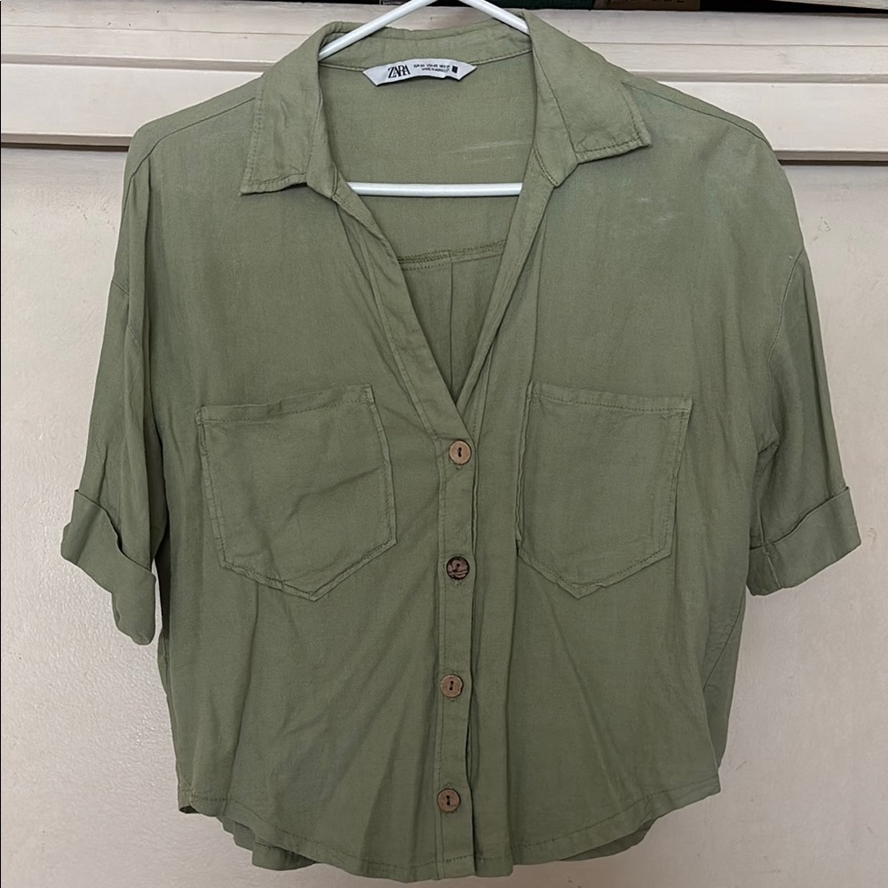 Zara Olive Green Women's Top, xs